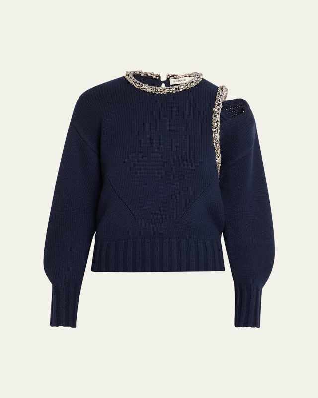 Monroe Embellished Wool-Cashmere Sweater